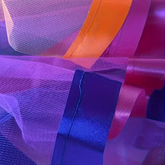 Girls' Rainbow Tulle Skirt, Party Style, Colorful Mesh Dance Tutu With Satin Bow - Picture 5 of 7